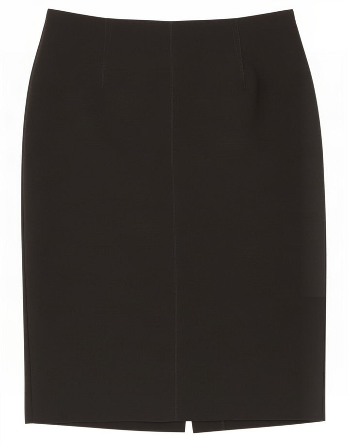 Saia lápis feminina Marks & Spencer Reino Unido 14 grande W32 poliéster preto