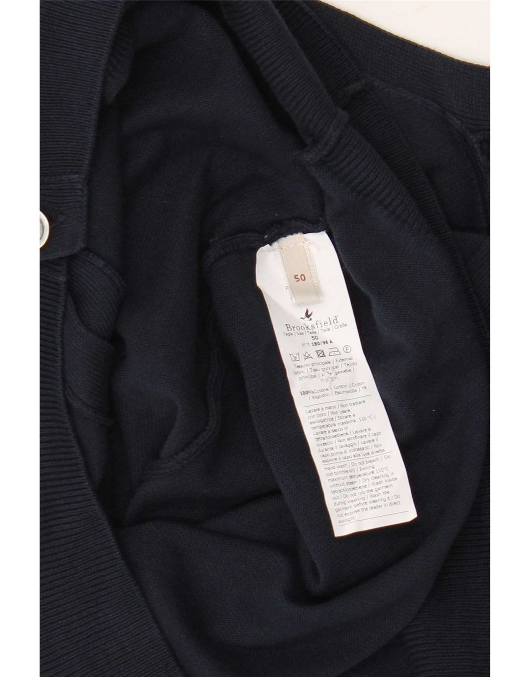 Suéter cardigã masculino Brooksfield IT 50 algodão azul marinho médio