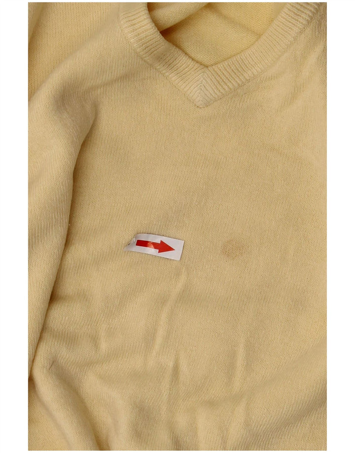 Suéter masculino Marks & Spencer Autograph com decote em V grande acrílico amarelo
