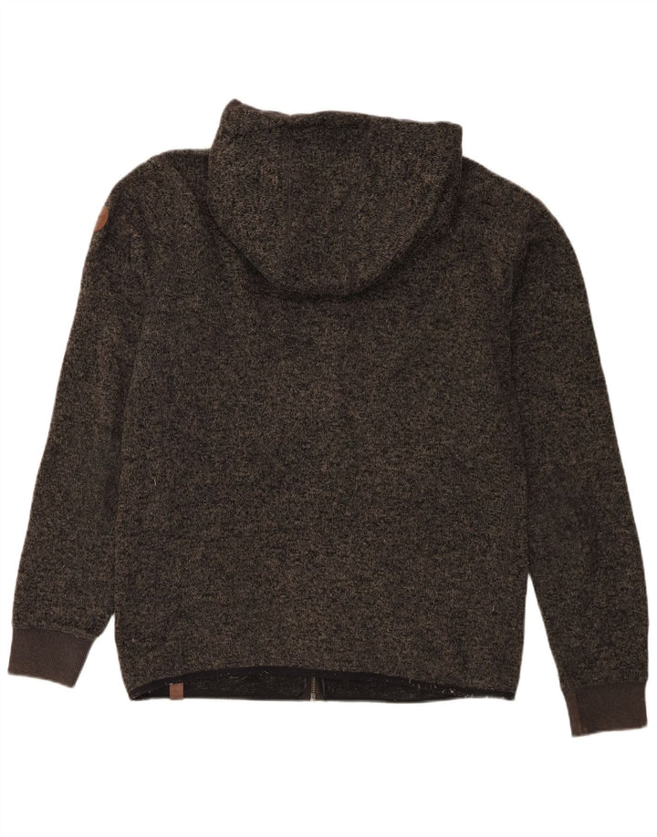Suéter masculino com capuz e zíper Quiksilver poliéster manchado cinza médio