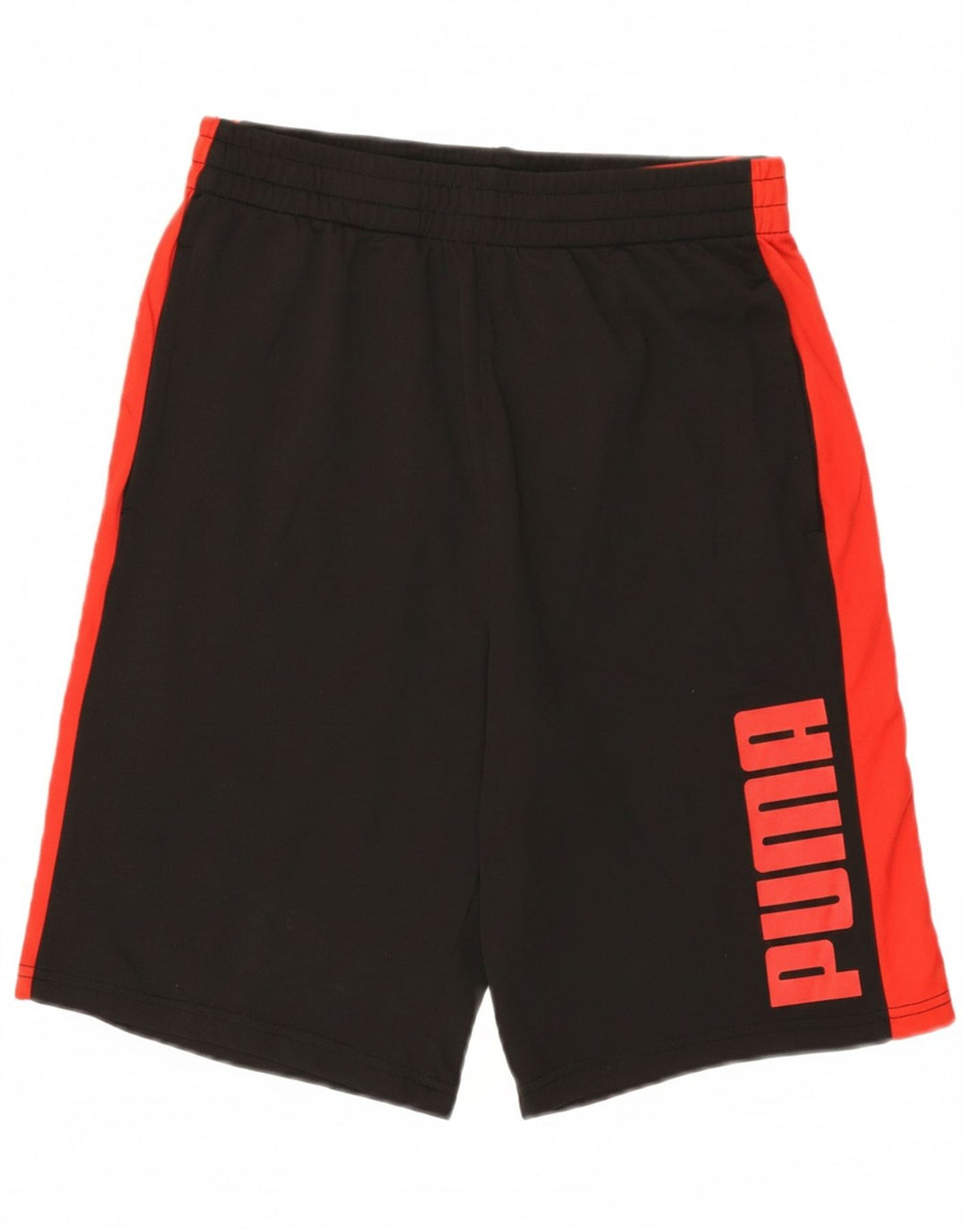 Shorts esportivos gráficos Puma Boys 13-14 anos XL preto colorblock poliéster