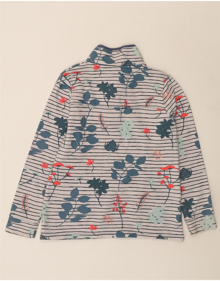 JOULES Suéter feminino com gola redonda e botão UK 10 pequeno floral branco