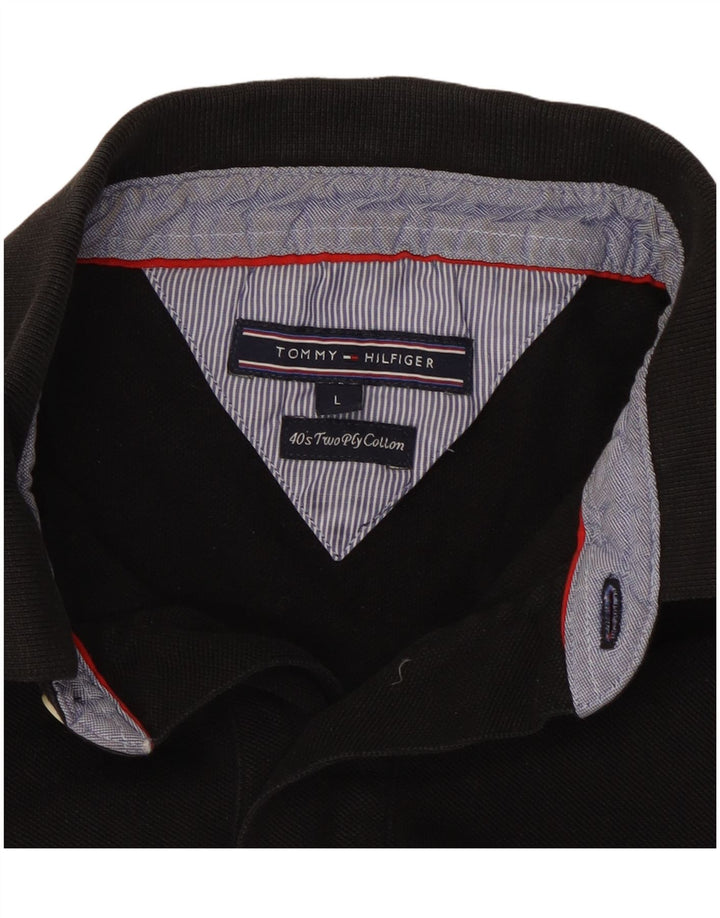 Camisa polo masculina Tommy Hilfiger grande preta