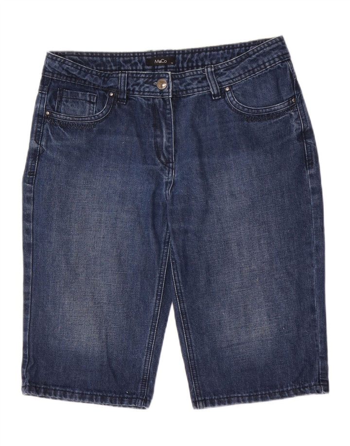 Shorts jeans feminino M&CO EUA 10 grande W32 algodão azul