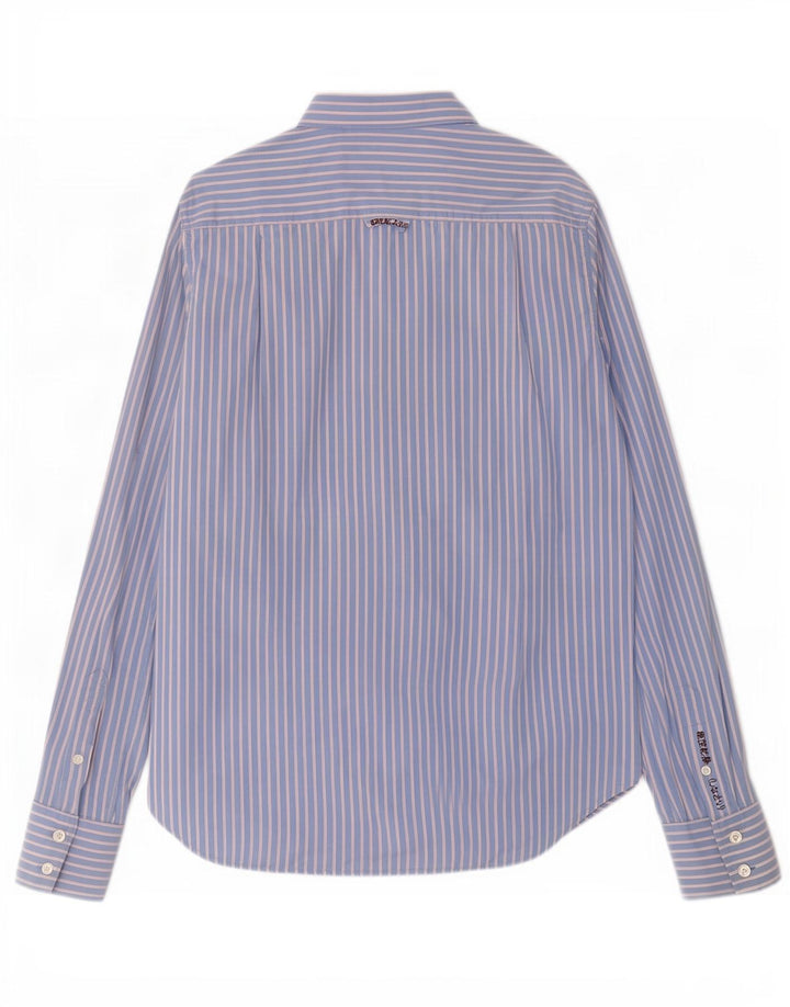Camisa masculina Superdry de algodão listrado azul grande