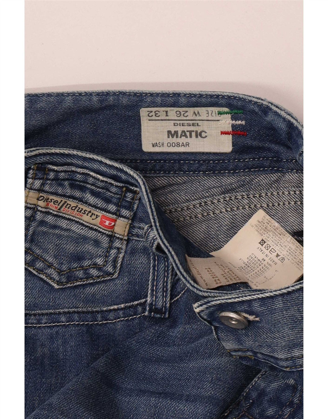 Jeans feminino Diesel Matic Distressed Slim W26 L32 Azul Algodão