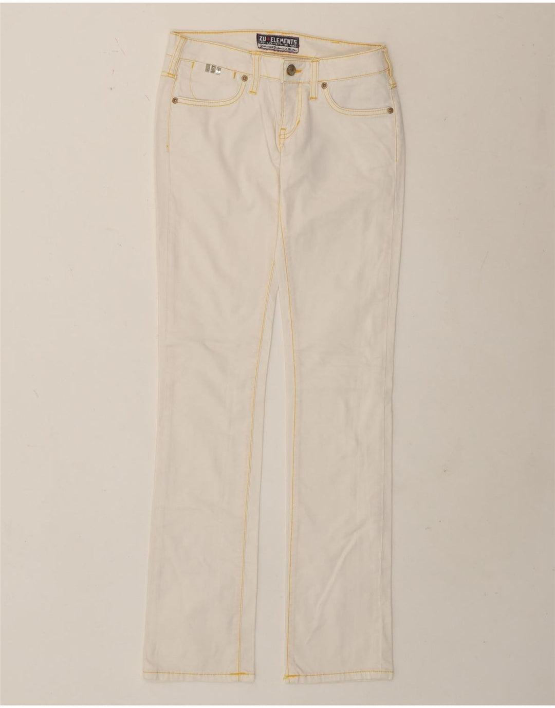 Jeans retos femininos Zu Elements W24 L32 algodão branco