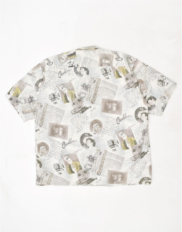 VINTAGE Mens Short Sleeve Graphic Shirt Size 43/44 XL White Cotton