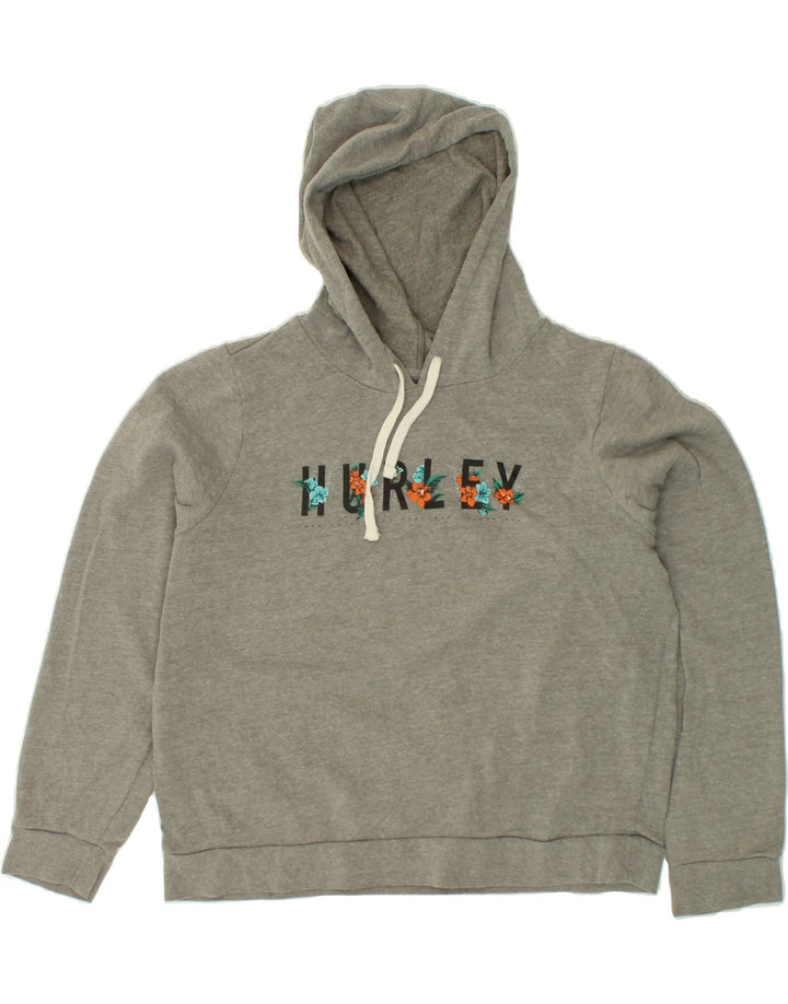 HURLEY Womens Graphic Hoodie Jumper UK 18 XL Grey Cotton Vintage Hurley and Second-Hand Hurley from Messina Hembry 