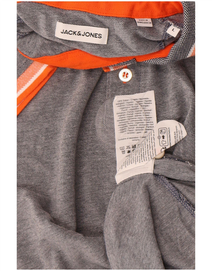 Camisa polo masculina Jack & Jones grande algodão cinza