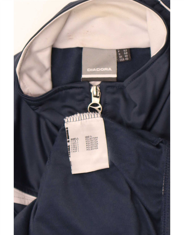 Diadora Mens Tracksuit Top Jacket UK 40 Medium Navy Blue Colourblock