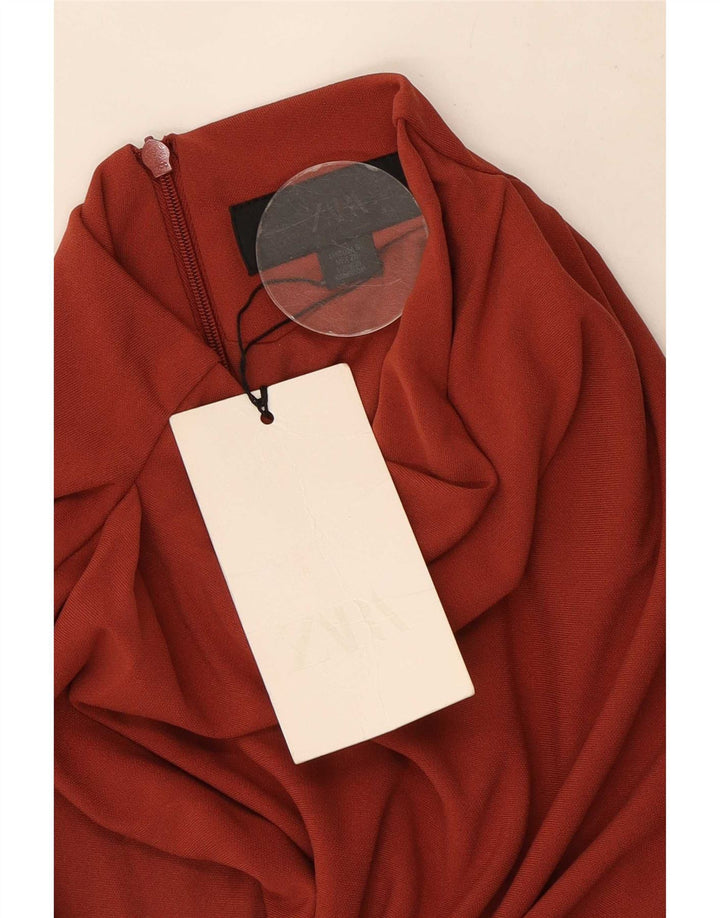 Vestido maxi feminino sem mangas Zara UK 10 pequeno vermelho