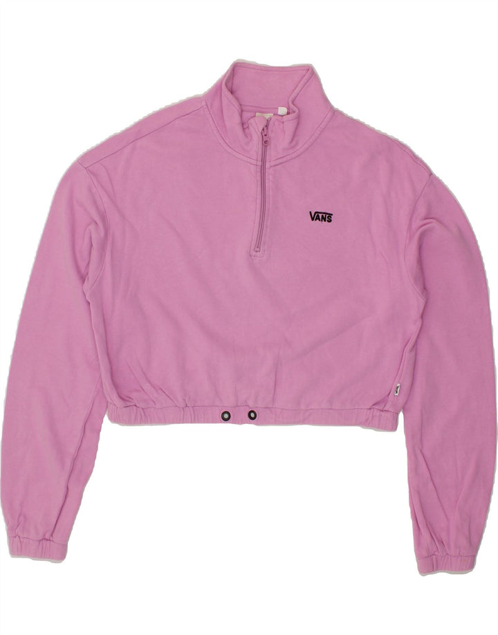 VANS Womens Oversized Crop Zip Neck Sweatshirt Jumper UK 10 Small Pink Vintage Vans and Second-Hand Vans from Messina Hembry 