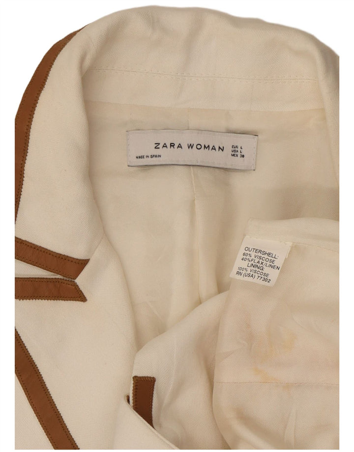 Jaqueta blazer feminina Zara com 1 botão Reino Unido 16 grande viscose branca