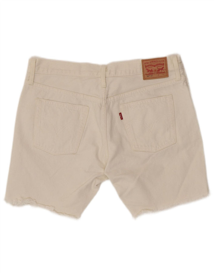 Shorts jeans feminino Levi's 501 desgastado W28 algodão branco médio