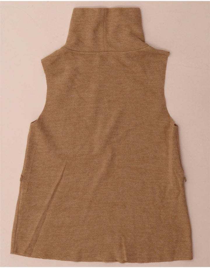 Colete feminino Zara UK 8 pequeno algodão bege