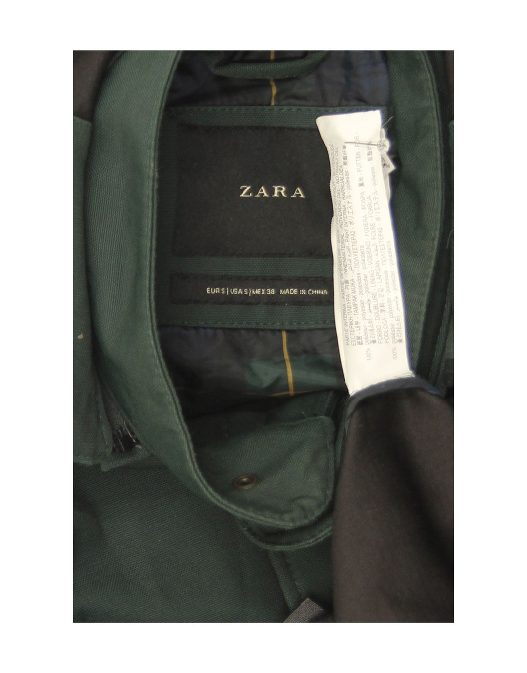 Jaqueta Parka masculina Zara com capuz UK 36 pequena verde