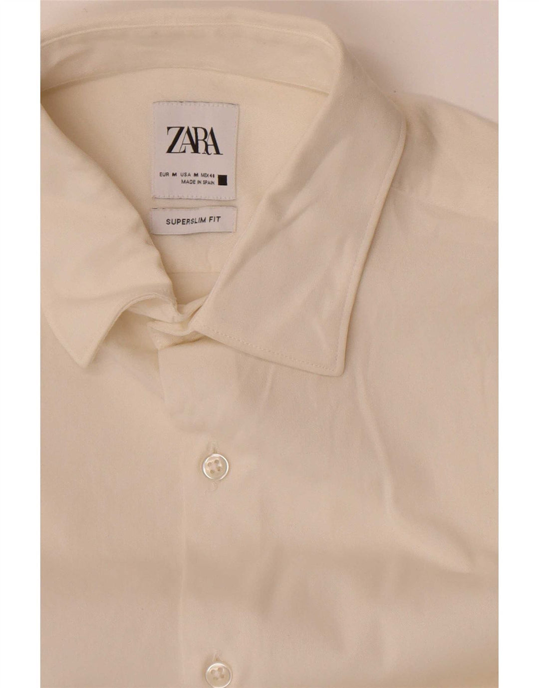 Camisa masculina Zara Super Slim Fit média off white