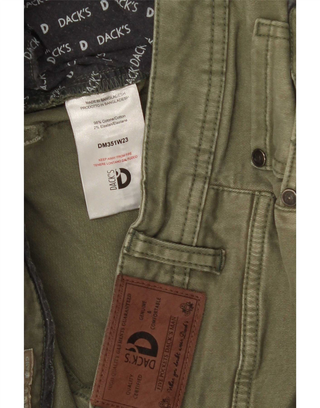 Dack's Mens Slim Jeans IT 50 Grande W34 L30 Algodão Cáqui