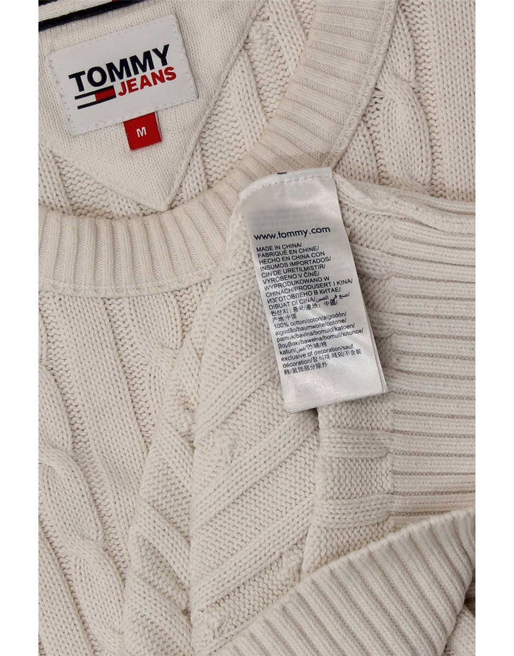 Suéter masculino Tommy Hilfiger com gola redonda, algodão branco médio