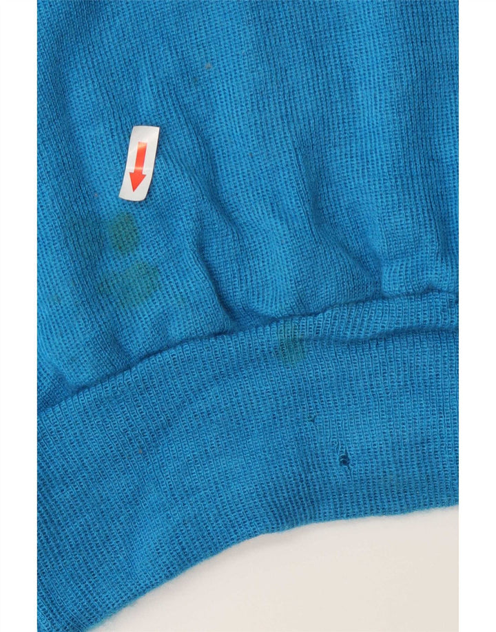Suéter feminino vintage com gola redonda Reino Unido 14 azul médio
