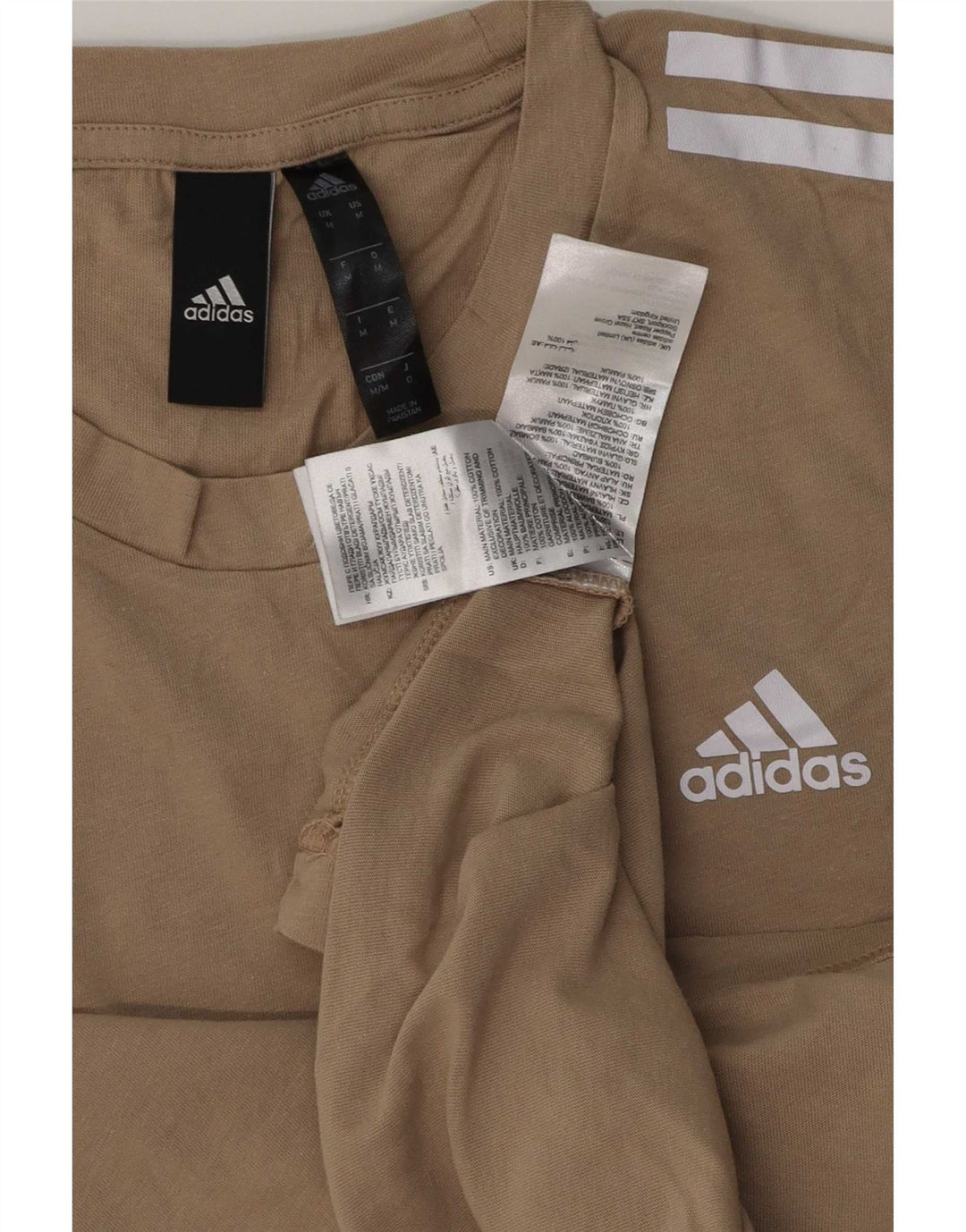 Adidas Mens Camiseta Top Médio Algodão Bege