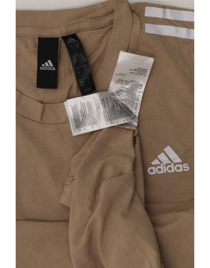 Adidas Mens Camiseta Top Médio Algodão Bege
