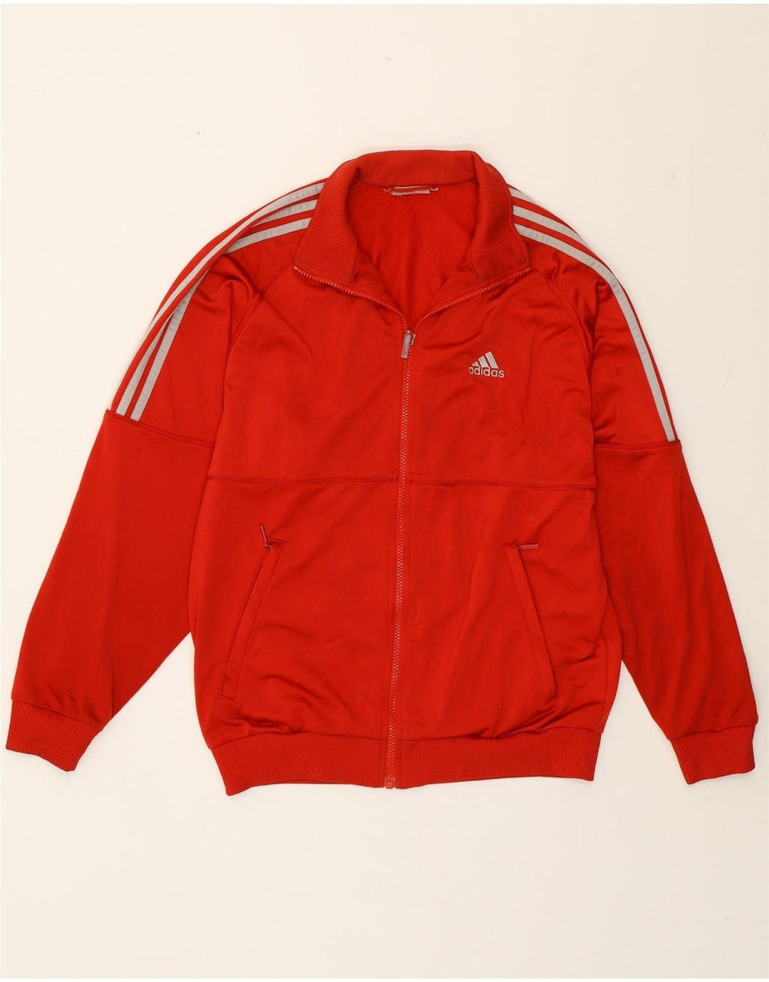 Adidas Mens Tracksuit Top Jacket Médio Poliéster Vermelho