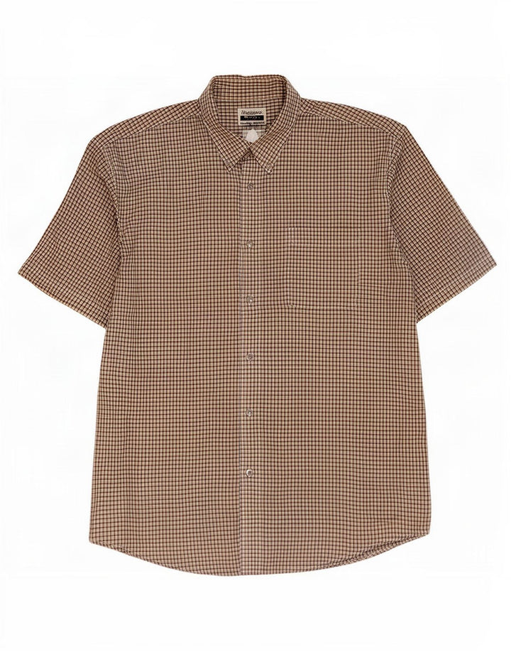 Camisa masculina Wrangler Riata de manga curta XL cinza algodão guingão