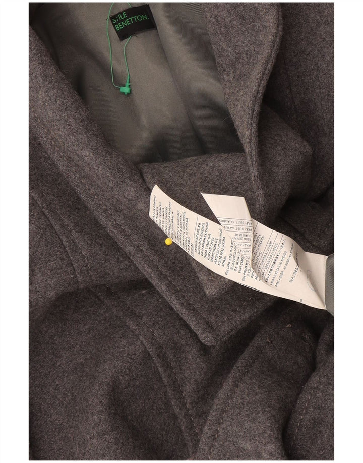 Casaco feminino Benetton com peito duplo IT 38 XS lã cinza