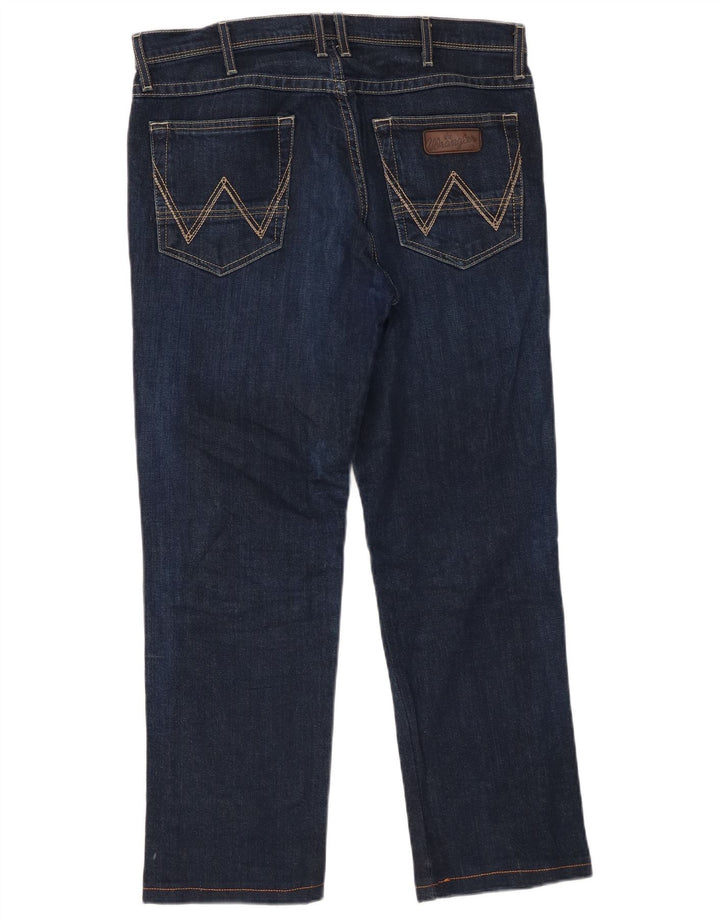 WRANGLER Masculino Roxboro Straight Jeans W32 L34 Azul Algodão