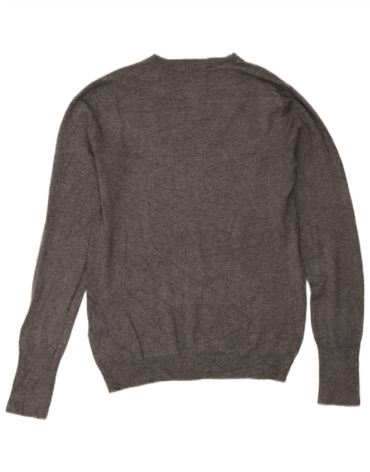 Suéter feminino Zara com gola redonda e viscose cinza médio UK 12