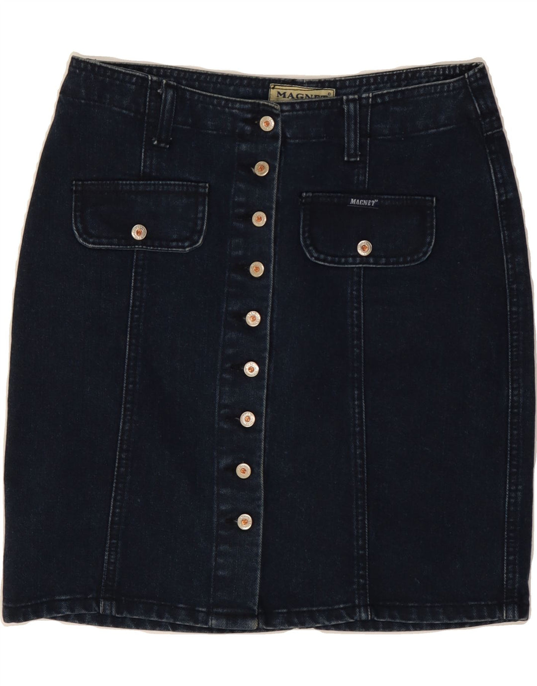 Saia jeans feminina VINTAGE IT 40 pequena W27 azul marinho