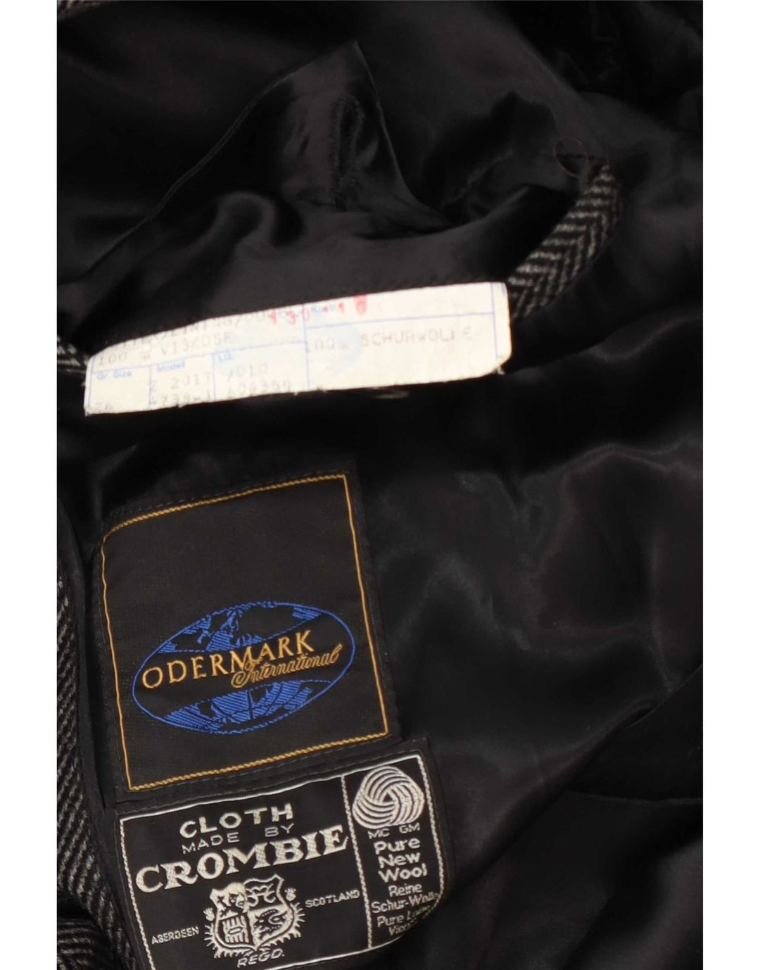 Sobretudo masculino Crombie UK 42 XL lã espinha de peixe cinza