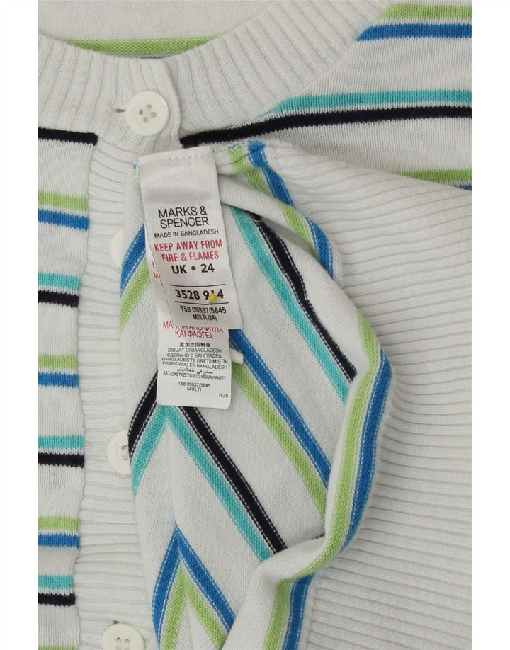 Suéter cardigã feminino Marks & Spencer Reino Unido 24 4XL listrado multicolorido