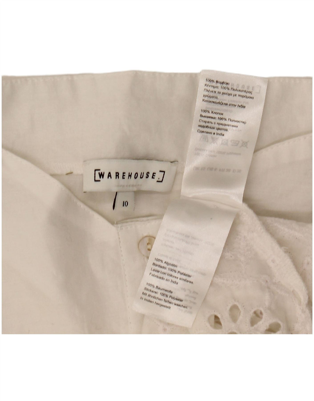 Blusa feminina de manga curta WAREHOUSE UK 10 pequena poliéster branco