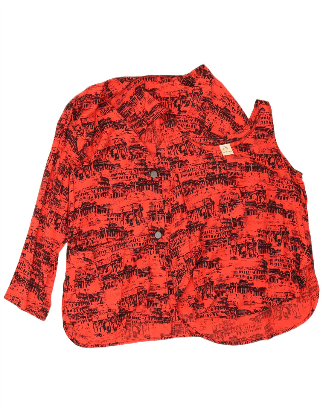 Conjunto feminino vintage de grandes dimensões com 2 peças IT 46 Viscose vermelha grande