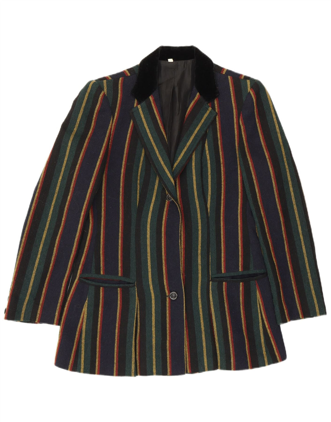 Jaqueta blazer feminina VINTAGE com 2 botões UK 10 pequena listrada multicolorida