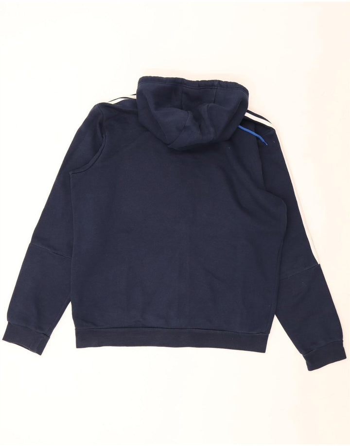 Suéter masculino Adidas com capuz e zíper grande azul marinho