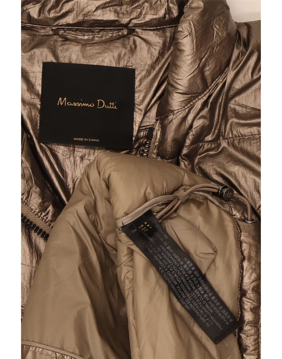 Jaqueta acolchoada feminina Massimo Dutti UK 14 poliéster dourado médio