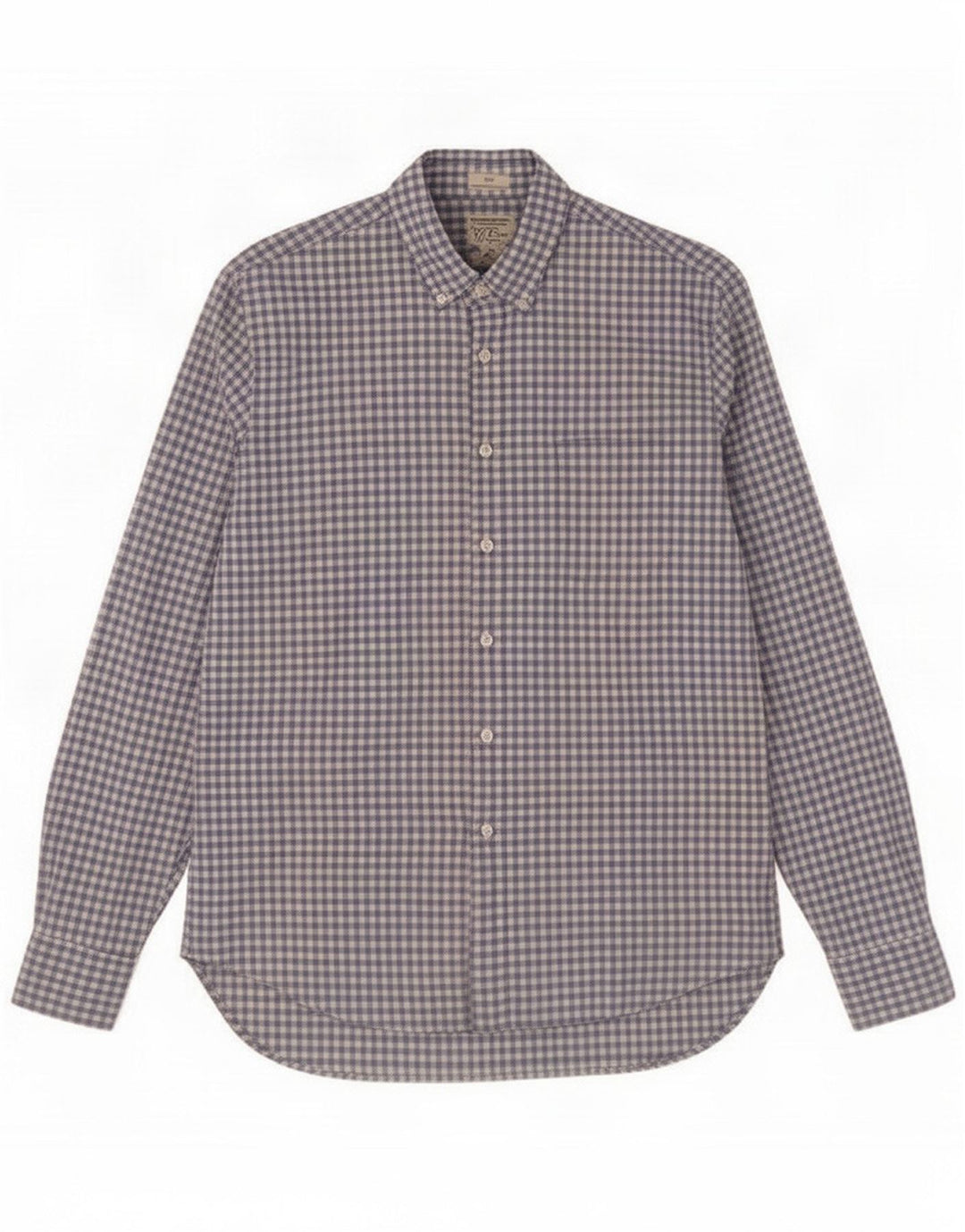 J. Camisa masculina slim fit da tripulação grande algodão guingão azul