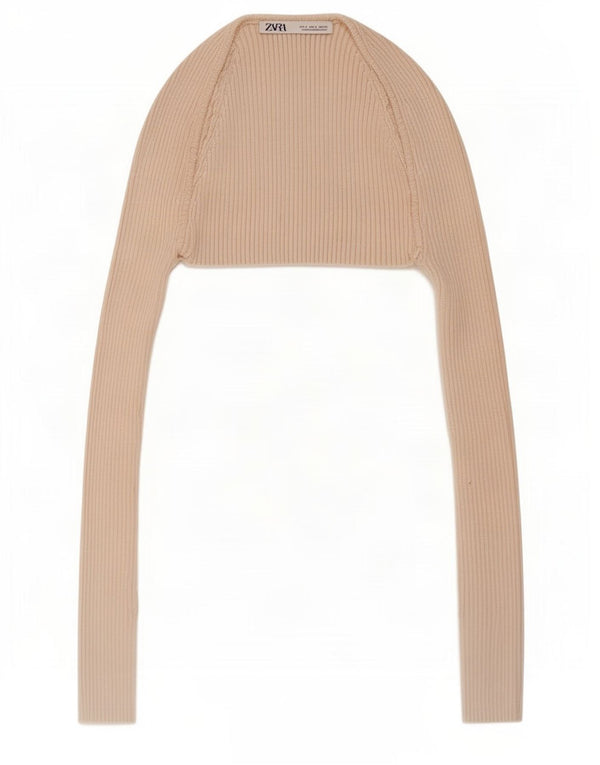Bolero feminino Zara Top UK 8 pequeno bege viscose