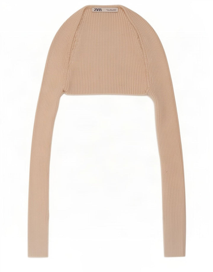 Bolero feminino Zara Top UK 8 pequeno bege viscose