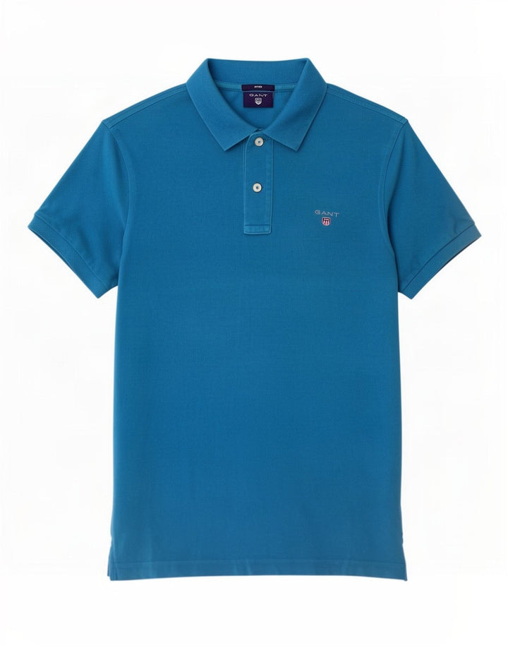 Camisa polo masculina Gant pequena azul algodão