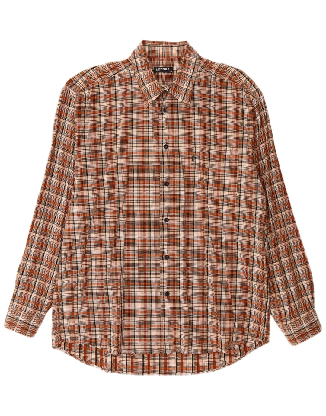 Camisa masculina LERROS XL marrom xadrez algodão