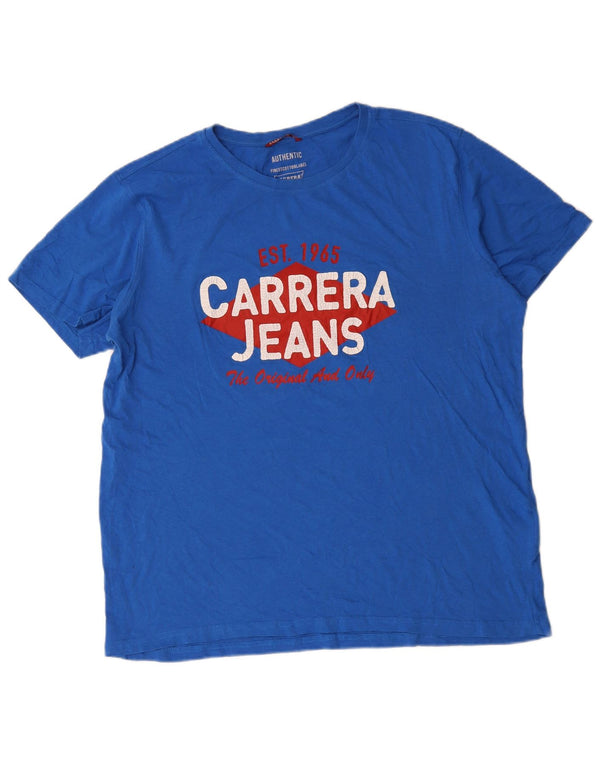 Camiseta gráfica masculina Carrera Top XL algodão azul