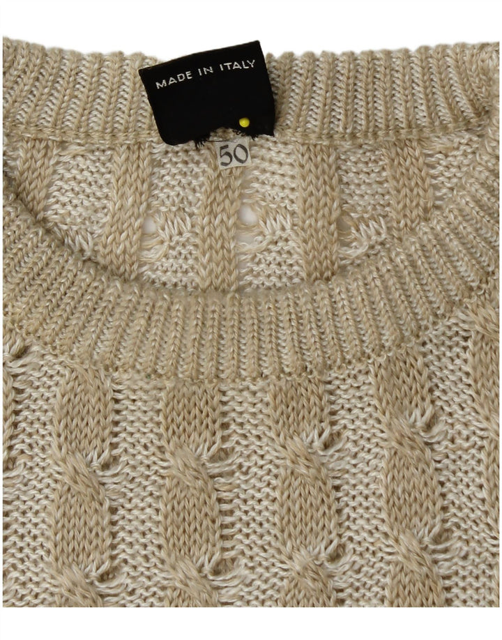 Suéter masculino COBRA com gola redonda IT 50 patchwork bege médio