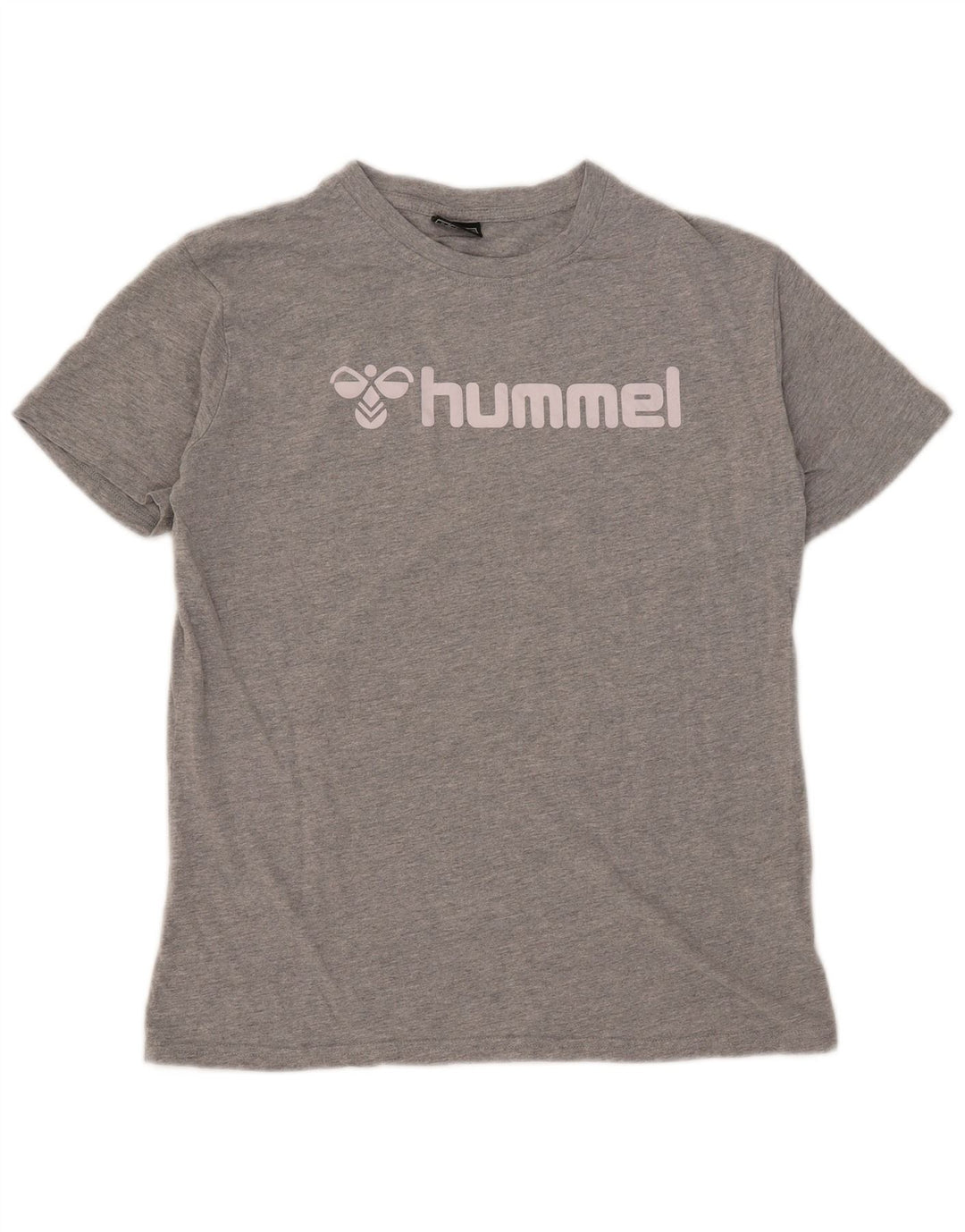 Hummel Camiseta masculina gráfica Top algodão manchado cinza médio