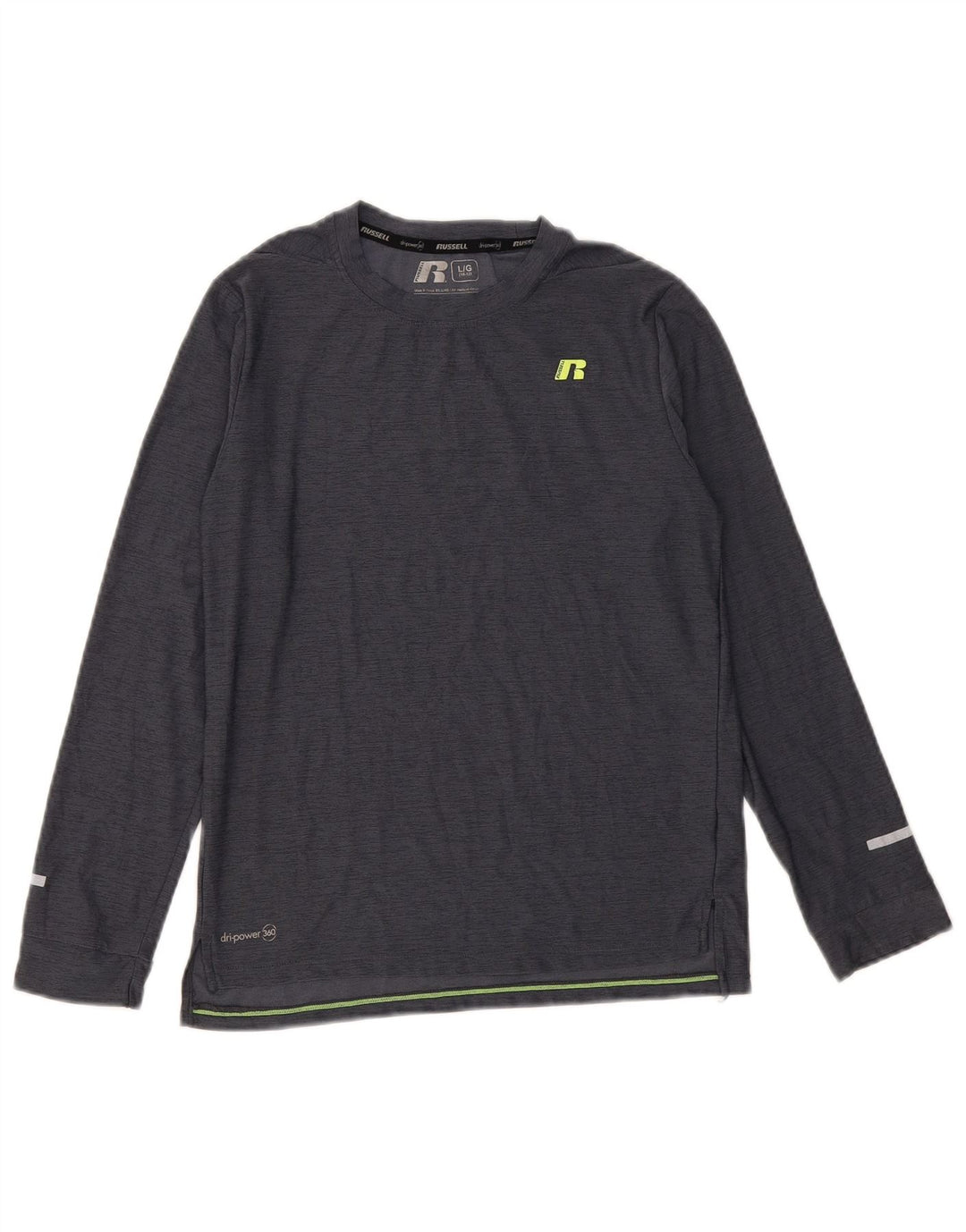 Camisola Russell Athletic Boys Dri-Power manga comprida 10-11 anos grande cinzento