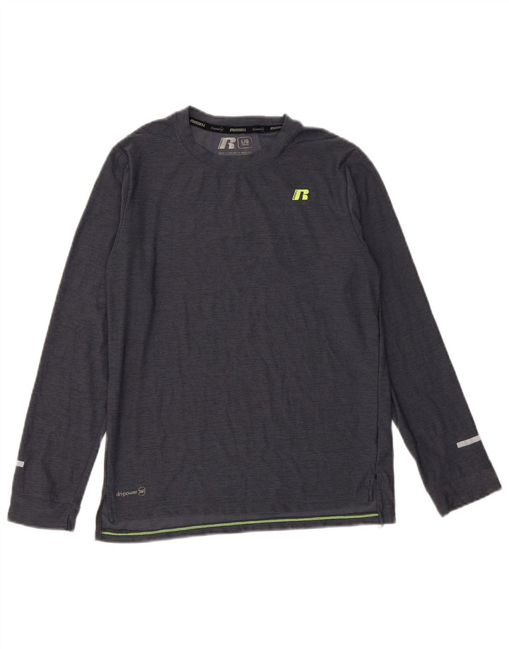 Camisola Russell Athletic Boys Dri-Power manga comprida 10-11 anos grande cinzento